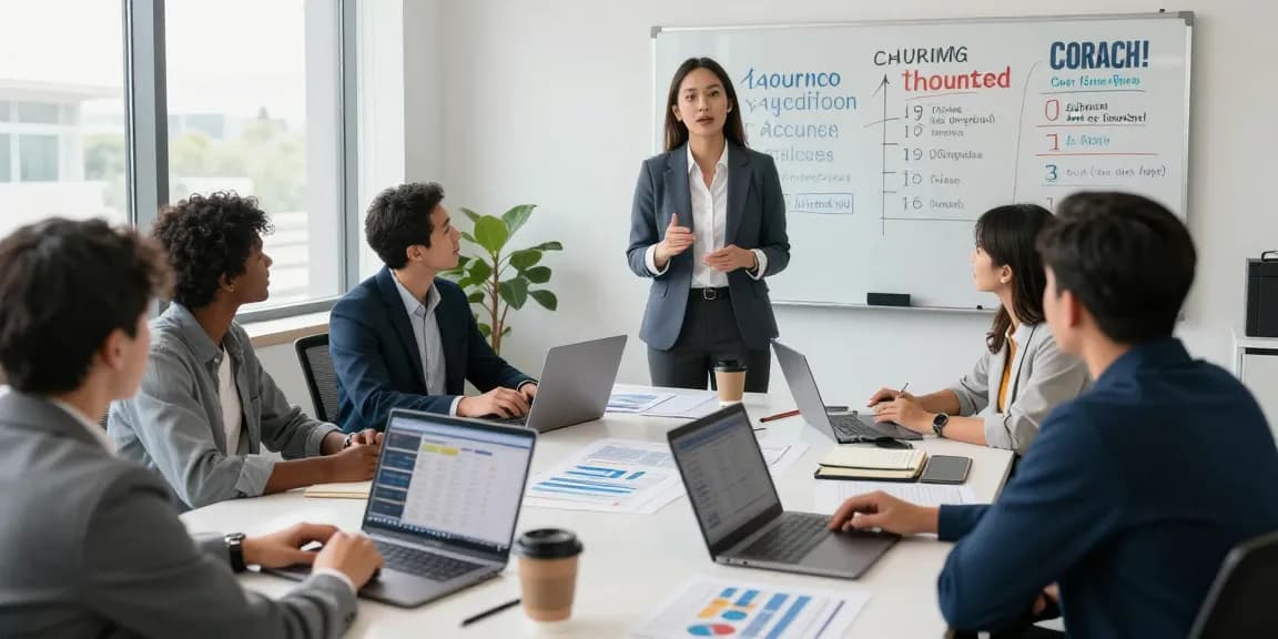 Judge campaign consultant leading a strategic meeting with data analytics in a modern office.