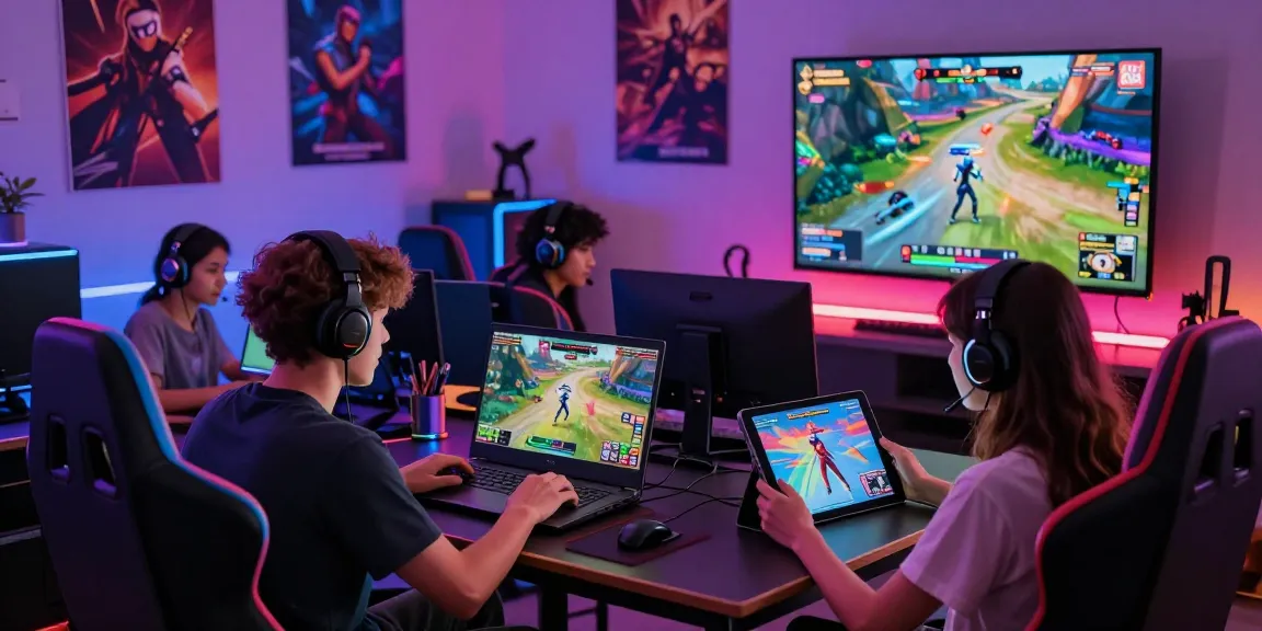 Immerse in sex games online with multiplayer action featuring diverse characters gaming on various devices.