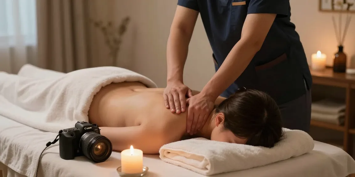 Therapist delivering 광명출장안마 in a soothing home setting with calming decor.