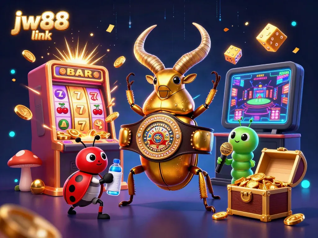 Engage with exhilarating gaming action in this vibrant illustration featuring jw88 link and colorful casino elements.