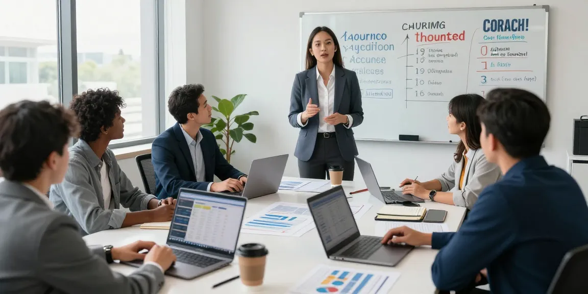 Judge campaign consultant leading a strategic meeting with data analytics in a modern office.