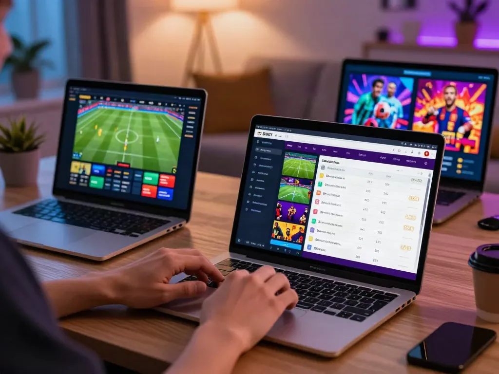 Engaging DEBET online betting experience with user and sports interface.