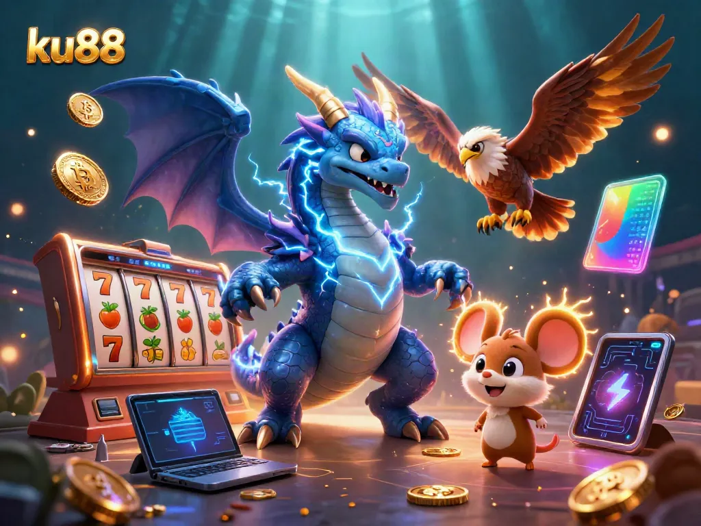 Engage with exciting gameplay at ku88, featuring vibrant 3D characters and casino elements.