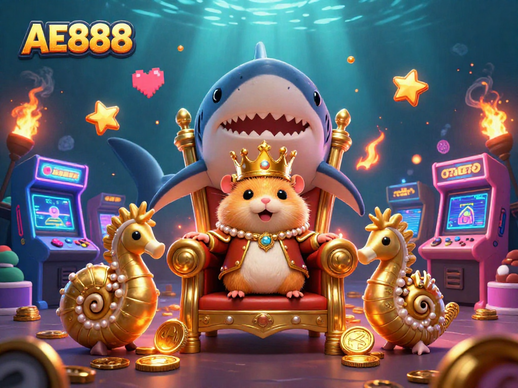 Engage with AE888: Experience thrilling casino gaming with vibrant 3D characters and arcade excitement.