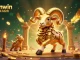 Experience thrilling action at sunwin chính hãng with a massive golden ram charging through a golden gate amid a dynamic gambling arena.