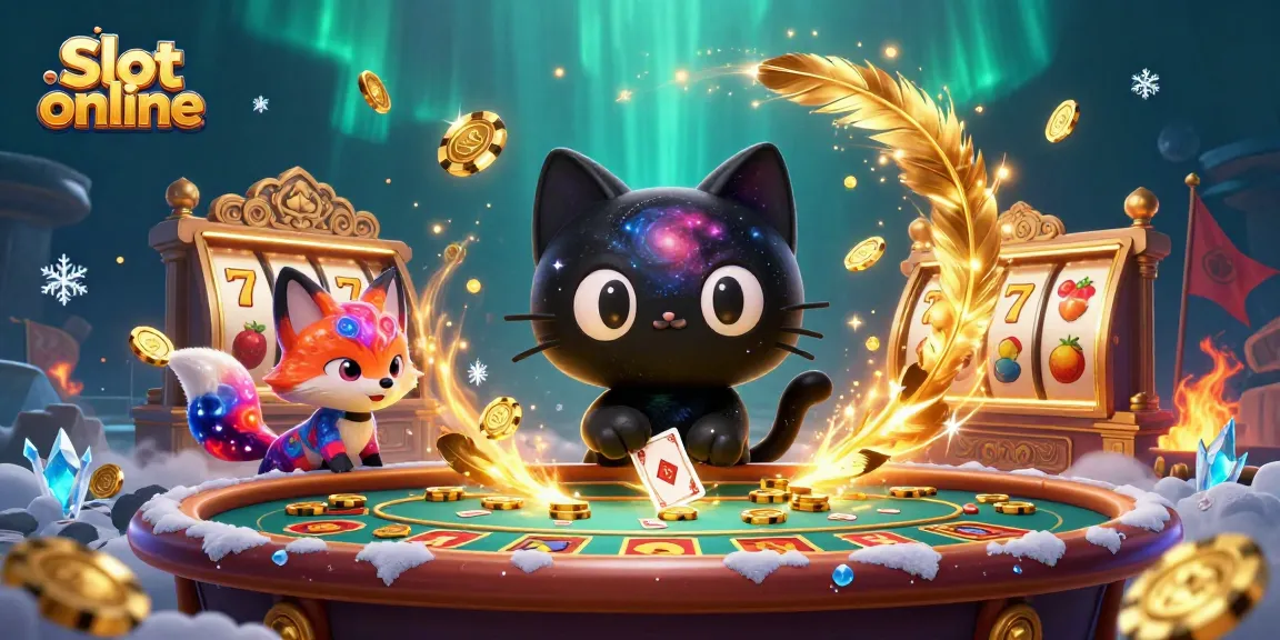 Menangkan hadiah saat bermain Slot online dengan kucing lubang hitam 3D menarik di kasino kosmik.