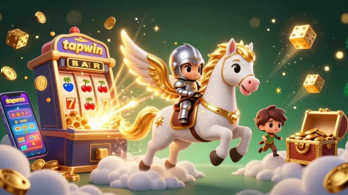 Spin with tapwin on a cosmic adventure featuring a whimsical horse, jackpots, and vibrant casino elements!