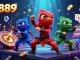 Experience thrilling action with ae889 as ninja chameleons perform martial arts among sparkling casino elements.
